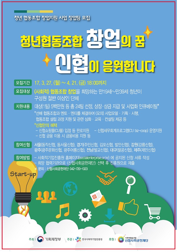 신협, 청년협동조합 창업 지원 나서