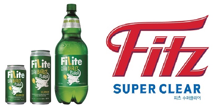 하이트진로의‘필라이트’(왼쪽)와 내달 출시 예정인 롯데주류의 ‘피츠’로고. 각사제공