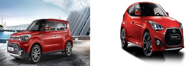 (사진 왼쪽부터) 기아자동차 '더 뉴 쏘울'과 현대자동차 '벨로스터'.