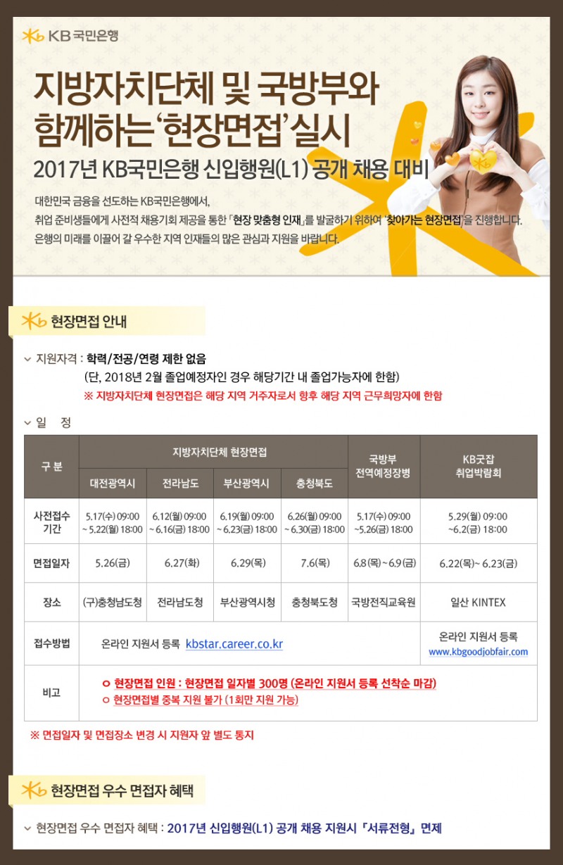 KB국민은행, 지방자치단체 및 국방부와 함께 채용 전 찾아가는 현장면접