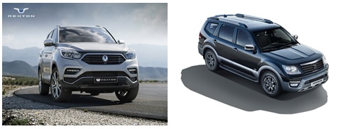 △ 지난달 25일 출시된 쌍용자동차의 'G4 렉스턴'(왼쪽)과 지난달 4일 '2018년형' 차량을 선보인 기아자동차의 모하비.