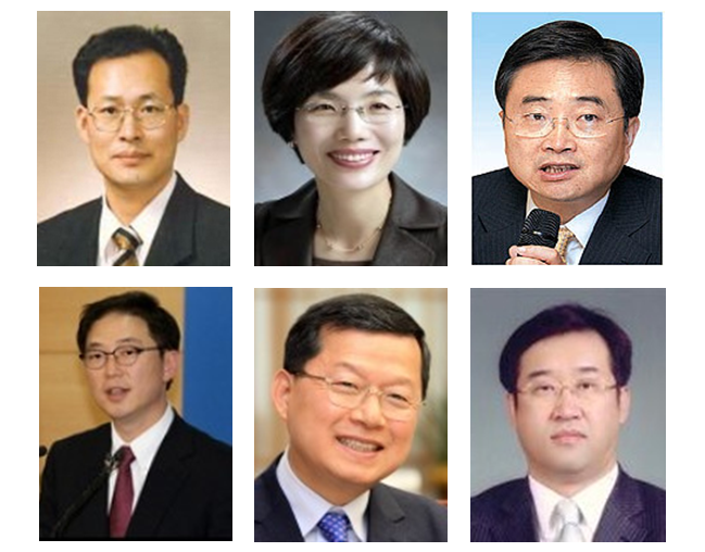 △왼쪽부터 고형권 기획재정부 1차관, 박춘란 교육부 차관, 조현 외교부 2차관, 천해성 통일부 차관, 심보균 행정자치부 차관, 맹성규 국토교통부 2차관