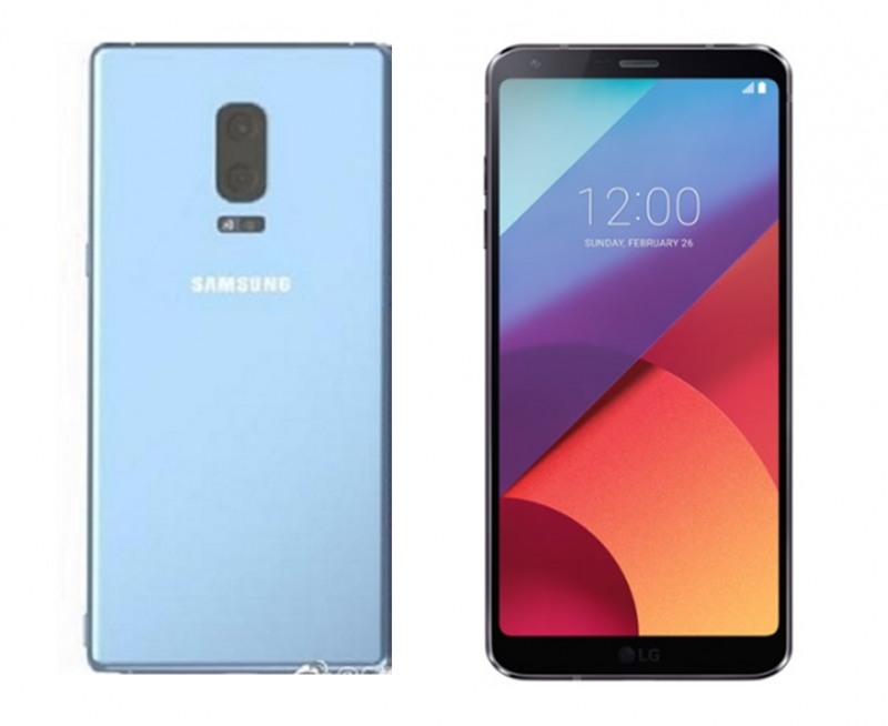 △삼성 갤럭시 노트8(왼쪽), LG G7(오른쪽)