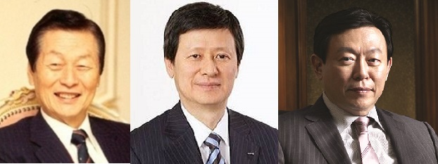 (좌측부터)신격호 롯데 총괄회장, 신동주 전 롯데홀딩스 부회장, 신동빈 롯데 회장