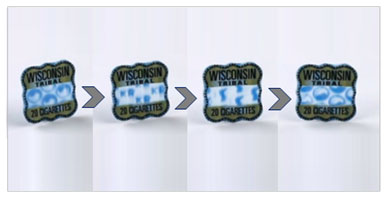 ▲각도에 따라 다양한 패턴으로 변하는 보안라벨 'G-MOV'(제공:골드맥스그룹)