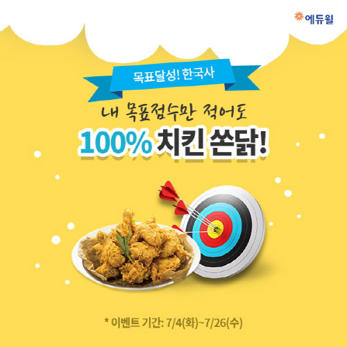 에듀윌, 한국사능력검정시험 36회 '목표 점수 쓰고 치킨 받자' 이벤트 연장