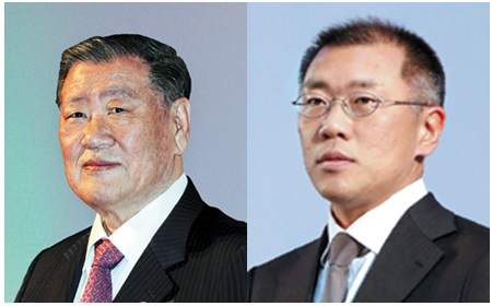 정몽구 현대자동차 회장(사진 왼쪽)과 정의선 현대자동차 부회장(사진 오른쪽).