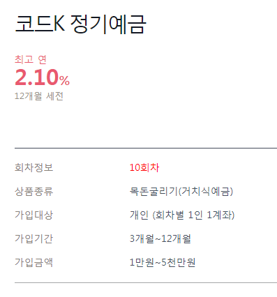 코드K 정기예금 10회차 설명화면 캡쳐/ 자료출처= 케이뱅크