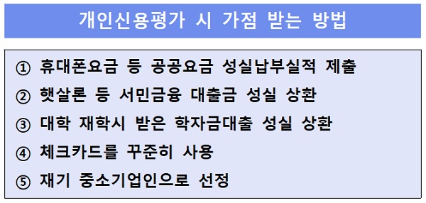 휴대폰요금 성실납부실적 제출하면 신용점수 올라
