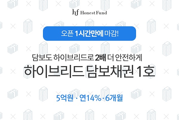 어니스트펀드, P2P상품 1시간 만에 완판