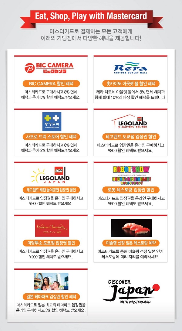 마스터카드, 일본 주요 항공·쇼핑·테마파크 혜택 제공