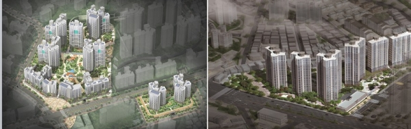 10월 분양 예정인 삼성물산 '래미안DMC루센티아(사진 왼쪽)'와 포스코-롯데건설 '의왕 더샵캐슬(사진 오른쪽)'. 사진=삼성물산, 포스코건설.