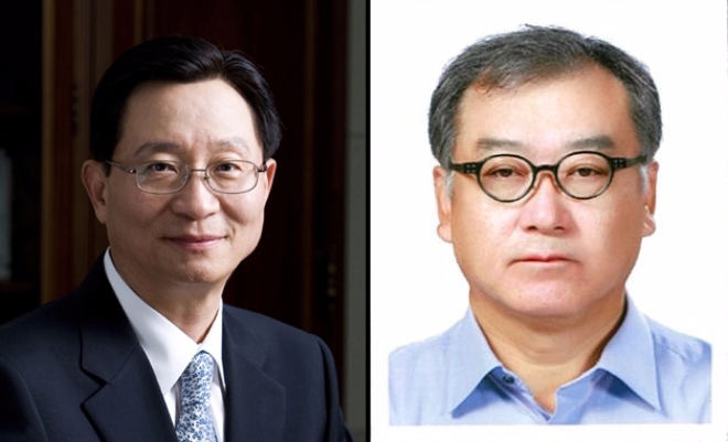 금호타이어 김종호 회장(왼쪽), 한용성 사장.사진=금호타이어.