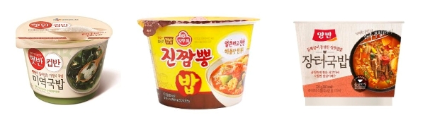(좌측부터) CJ제일제당 햇반컵밥, 오뚜기 오뚜기컵밥, 동원F&B 양반컵밥. 각사 홈페이지 캡처