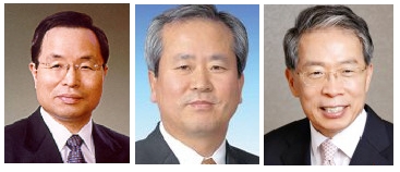 사진 왼쪽부터 김창록 전 산업은행 총재, 신상훈 전 신한금융지주 사장, 윤용로 전 외환은행장(가나다순)