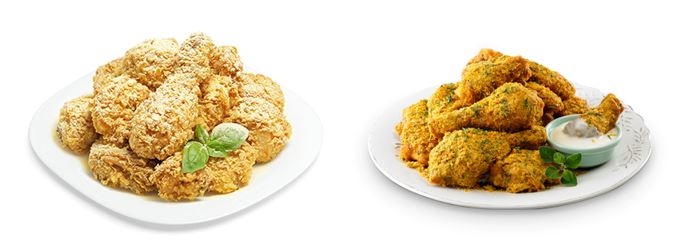 네네치킨 '스노윙 치즈치킨'(좌)과 bhc '뿌링클 치킨'. 네네치킨 제공