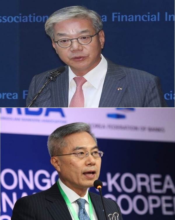 황영기 금융투자협회장(위)과 하영구 은행연합회장
