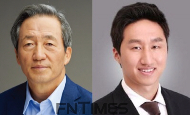 정몽준 아산재단 이사장(왼쪽)과 정기선 현대중공업 부사장. 사진=현대중공업그룹.