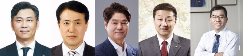 김홍기 CJ주식회사 공동대표이사, 손관수 CJ대한통운 공동대표이사, 허민회 CJ오쇼핑 대표이사, 신현재 CJ제일제당 대표이사, 강신호 CJ제일제당 식품사업부문 대표. CJ그룹 제공