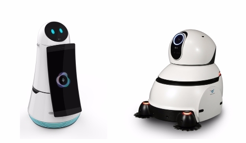 △LG전자 공항안내로봇(왼쪽)과 공항청소로봇