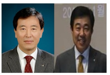 (사진 왼쪽부터) 한창수 아시아나 IDT 대표이사 신임 사장과 김현철 금호터미널 대표이사 신임 사장. 사진=금호아시아나그룹.