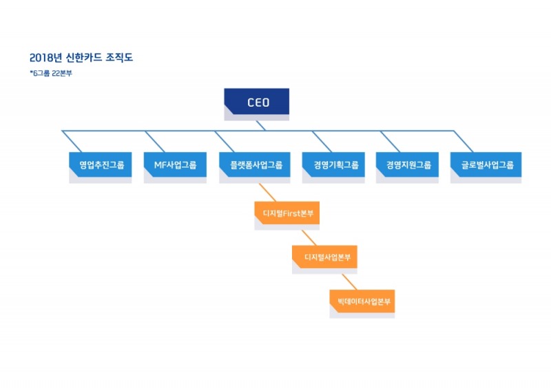 신한카드 2018년도 조직도./사진=신한카드
