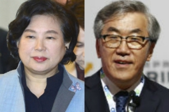 현정은 현대그룹 회장(왼쪽)과 유창근 현대상선 사장.