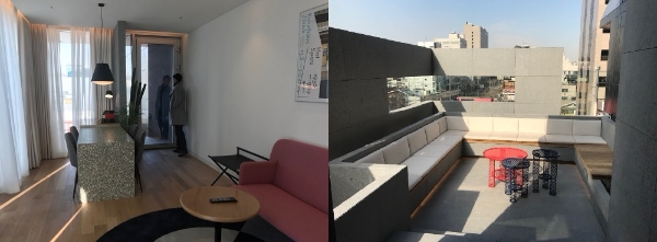 L7 홍대 '로아시스 스위트' 객실에는 프라이빗 파티가 가능한 야외 테라스가 갖춰져 있다. 신미진 기자