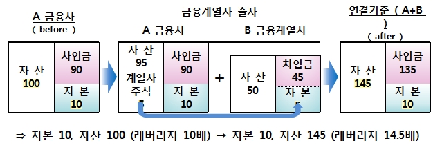 금융계열사 출자를 통한 자본 중복계상 위험 / 자료= 금융위원회(금융그룹 통합감독제도 도입방안)