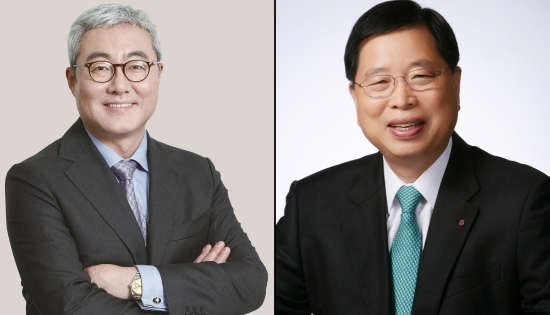 김준 SK이노베이션 사장(왼쪽)박진수LG화학 부회장. 사진=각사.