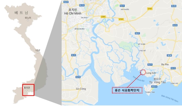 롱손 석유화학단지 위치도. 사진=SK건설.