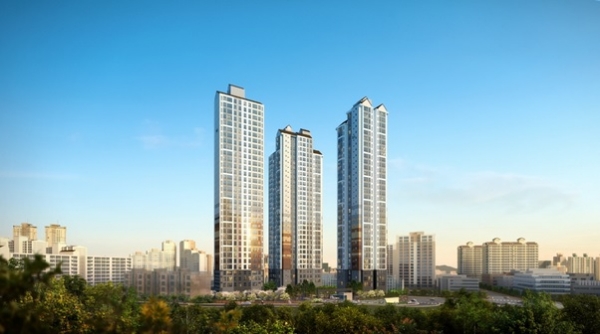 동문건설이 설 연휴 이후 분양 예정인 '수원 인계동 동문굿모닝힐' 투시도. 사진=동문건설.