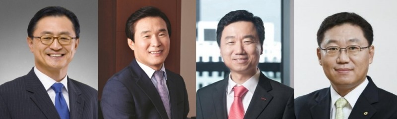 (왼쪽부터) 유상호 한국투자증권 사장, 김해준 교보증권 사장, 최희문 메리츠종금증권 사장, 나재철 대신증권 사장