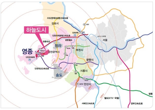LH가 공급하기로 결정한 영종하늘도시 공동주택용지, 중심상업용지, 주차장용지, 일반업무시설용지 위치도. 사진=LH.