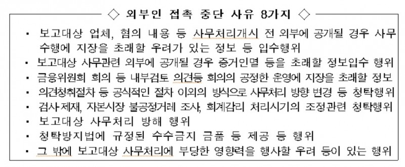 금융당국 임직원 퇴직자 만날 때 의무적으로 보고해야