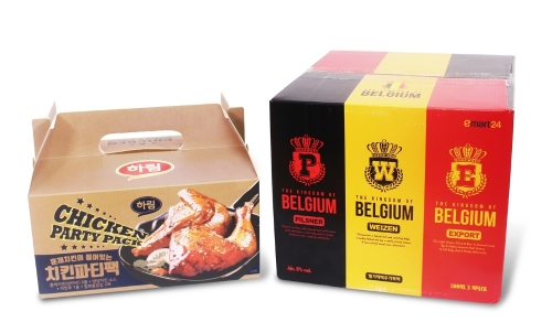 치킨파티팩과 벨기에맥주 세트. 이마트24 제공