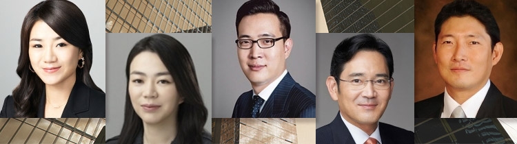 △조현민 전 대한항공 전무, 조현아 전 칼호텔네트워크 사장, 김동선 전 한화건설 팀장, 이재용 삼성전자 부회장, 조현준 효성그룹 회장
