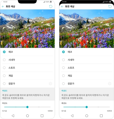 △G7씽큐가 스마트폰 중 가장 밝으면서도 풍성한 색을 나타내는 고화질 디스플레이를 탑재한다. 저전력 알고리즘으로 소비전력은 전작인 LG G6 대비 최대 30% 줄여준다