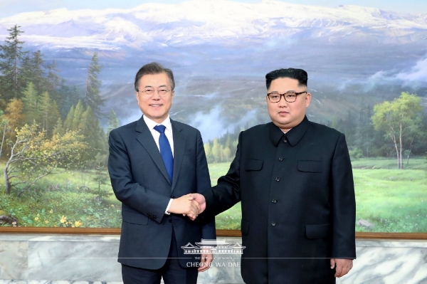 지난 26일 제2차 남북정상회담을 진행한 문재인 대통령과 김정은 북한 국무위원장. / 사진=청와대