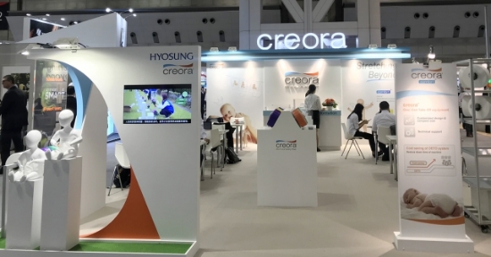 ANEX에 참가한 효성 스판덱스 브랜드 ‘크레오라(creora®)’ 전시부스 모습 . 사진=효성.