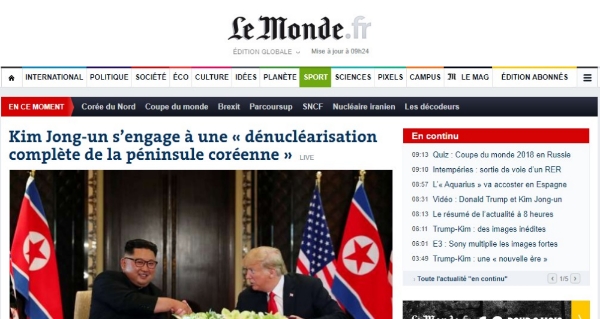 / 사진=르몽드 홈페이지 캡쳐.