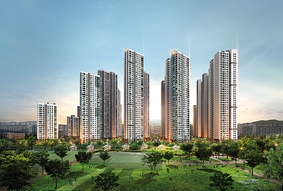 ▲ 지난 5~8일 진행한 정당 계약에서 계약률 90%를 기록한 화서역 파크 푸르지오 투시도. 사진 = 대우건설