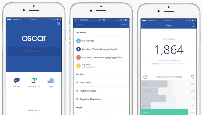 △오스카헬스케어 앱 실행 화면
