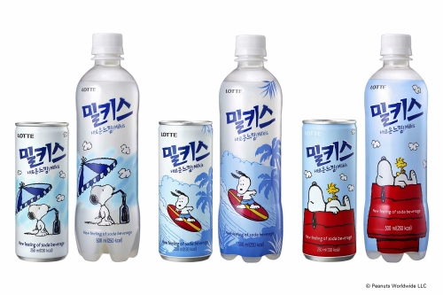 밀키스 스누피 에디션 6종. 롯데칠성음료 제공