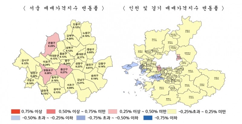 2018년 7월 5주 아파트 매매가격 동향. /자료제공=한국감정원
