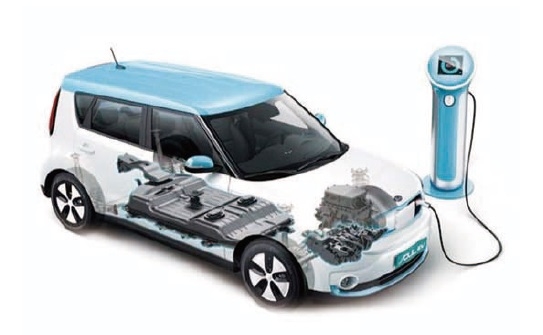 전기차는 고전압 배터리에서 전기에너지를 전기모터로 공급하여 구동력을 발생시키는 차량이다. 출처 : 환경부.
