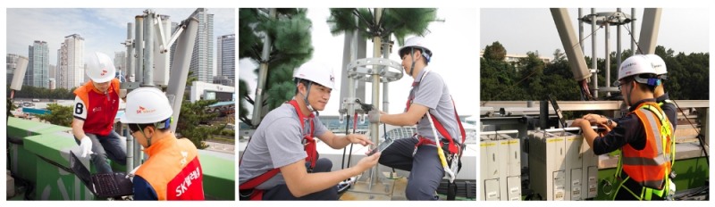 △왼쪽부터 SK텔레콤, KT, LG유픞러스 직원들이 추석연휴를 앞두고 네트워크품질을 점검하는 모습 / 사진=각 사