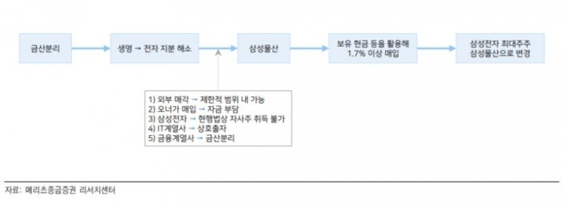 삼성그룹 지배구조 개편 예상 시나리오. 자료=메리츠종금증권
