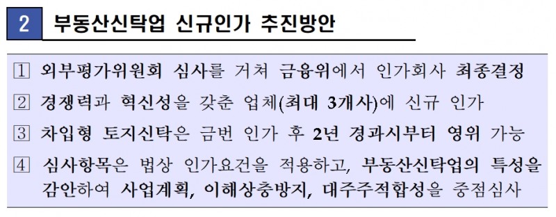 자료= 금융위 '부동산신탁업 경쟁 제고를 위한 신규인가 추진방안'(2018.10.24)