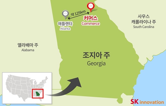 SK이노베이션 美 조지아 주 전기차 배터리 공장 위치도. 출처=SK이노베이션.
